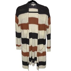 Knox Rose Cardigan Duster Sweater Open Front Striped Women’s Size Extra Small
